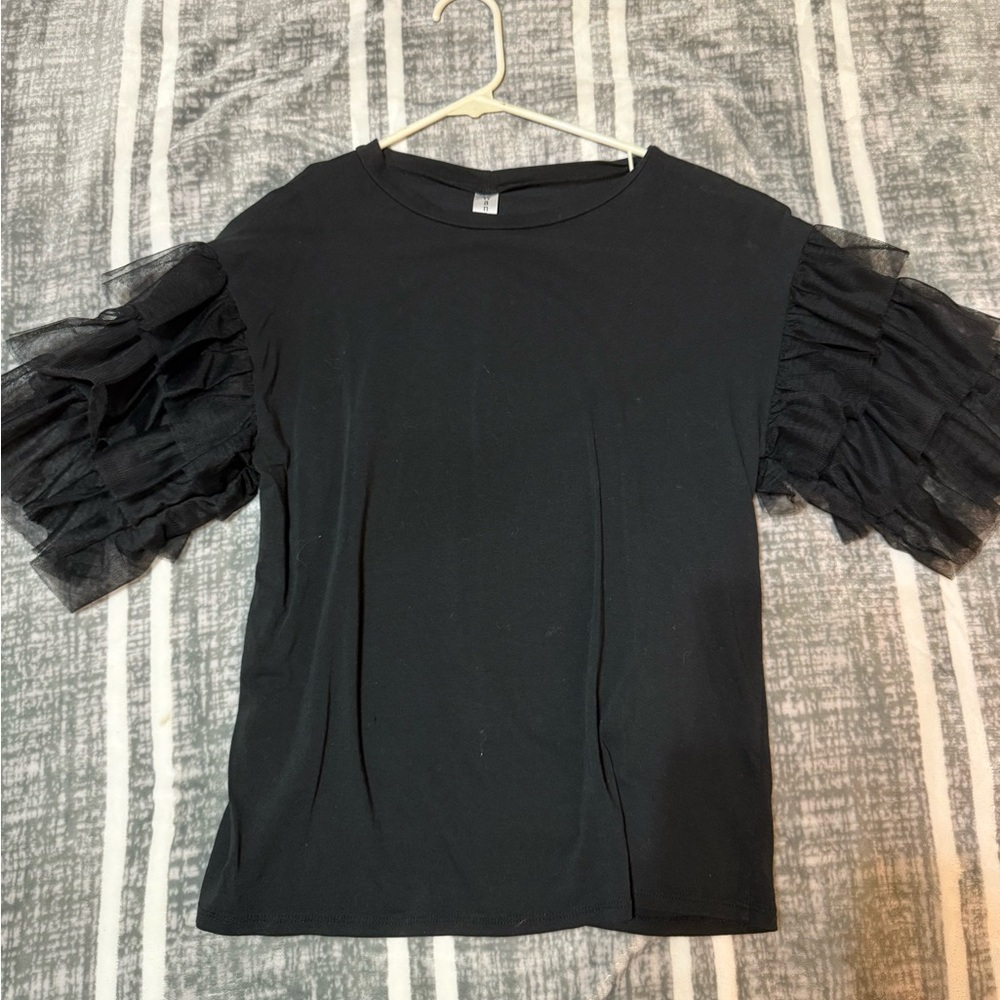 Elegant Black Ruffle Sleeve Top